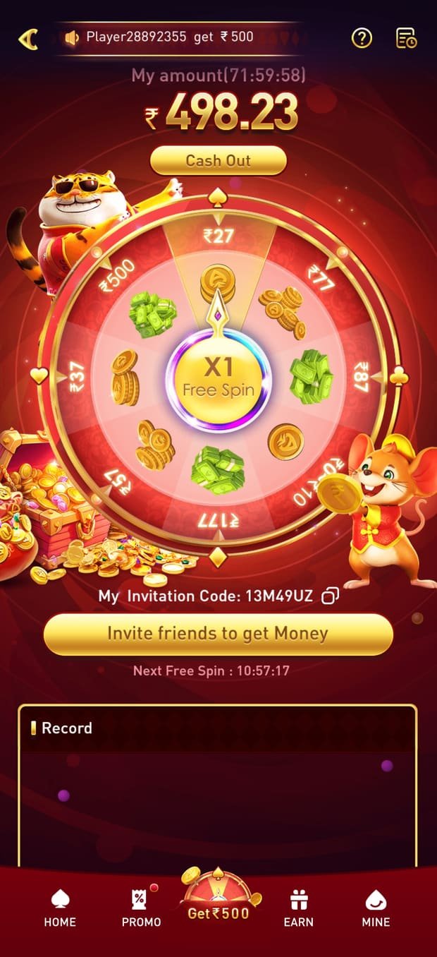 YY Game daily lucky wheel screen with a free spin timer and invitation code